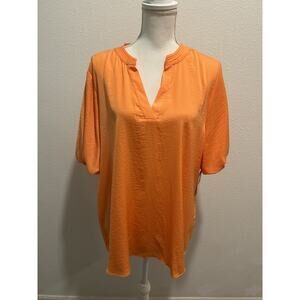 Vince Camuto Womens V-Neck Short Puff Sleeve Orange Fizz Choose Your Size New
